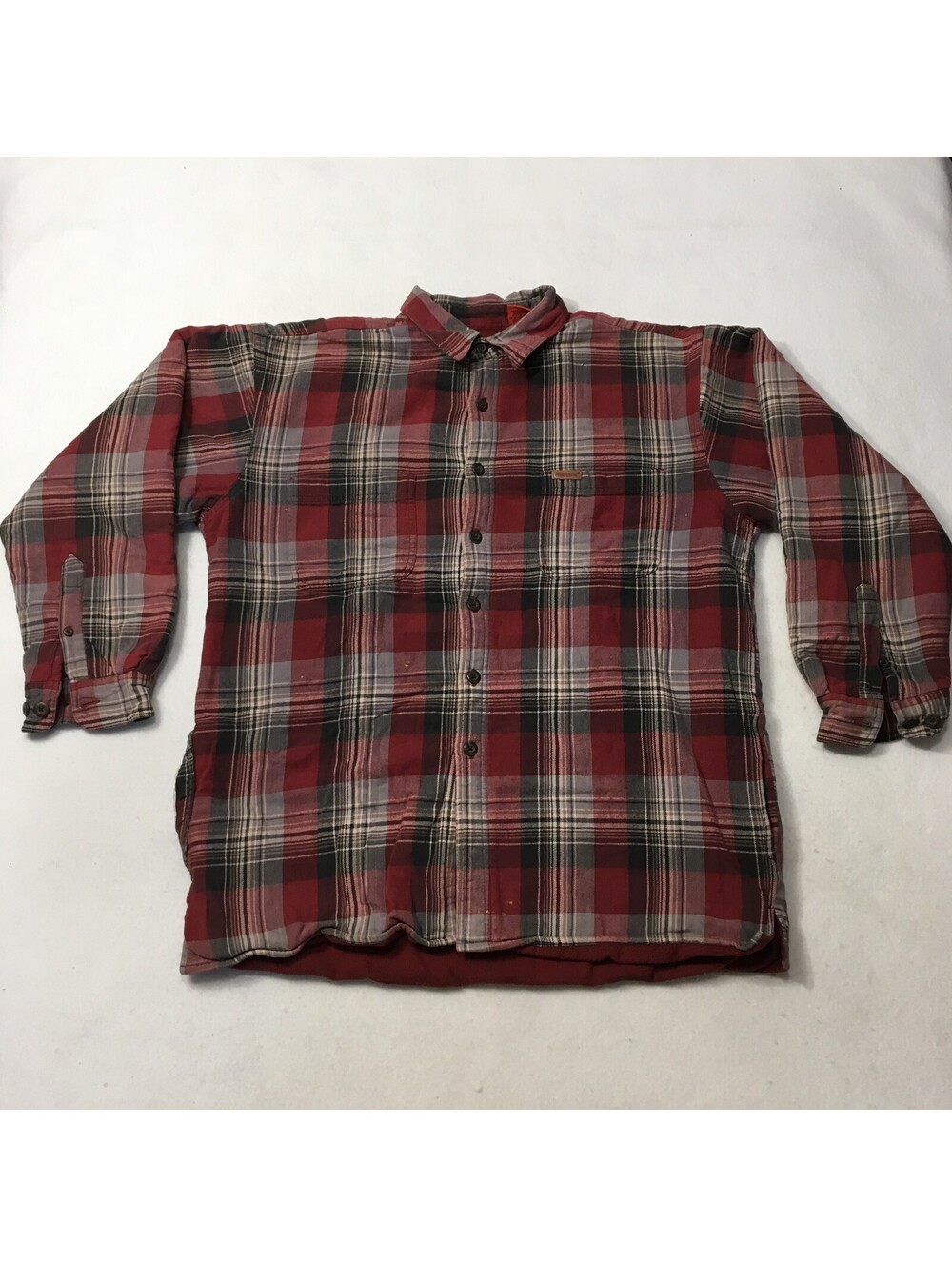 Wolverine Flannel Shirt Mens large red Plaid Heavyweight Long Sleeve Work